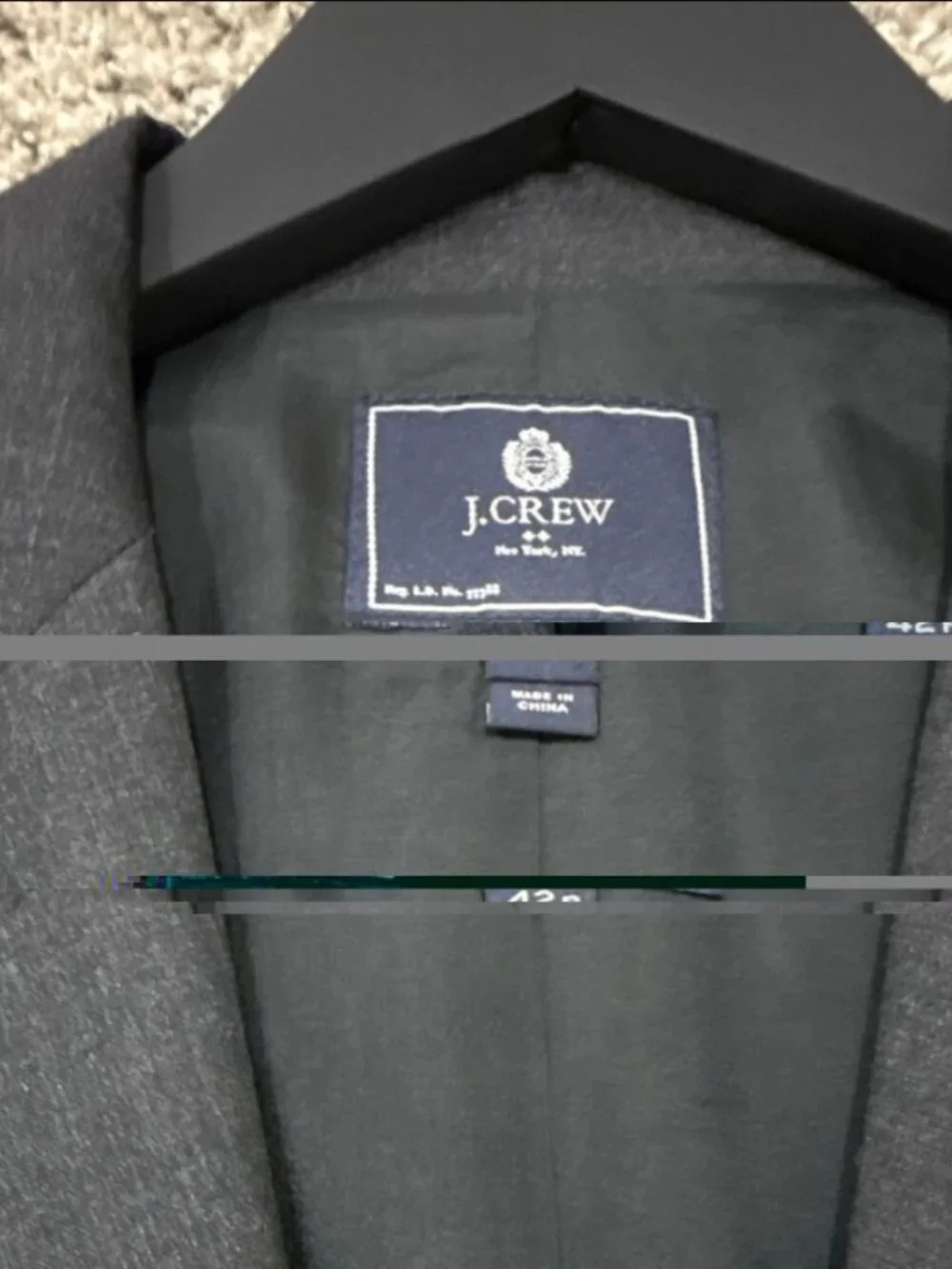 J.CREW 42R Slim Black Wool Blend Suit Jacket 2-Button Notch Lapel Double Vent